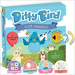 كتاب صوت DITTY BIRD للأطفال صوت الحيوانات اللطيفة تلمس وتشعر